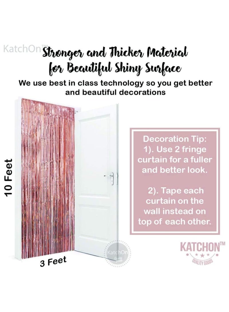 KATCHON Rose Gold Fringe Curtain Pack of 2 | Rose Gold Foil Curtain for Eid Decoration | Rose Gold Streamers For Birthday Decorations - Image 3